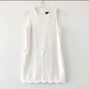 Aqua Brand Scallop Edge Minimalist Ponte Tank Mini Dress In White